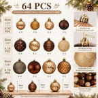 Lunmon 64 Pcs Christmas Ball Ornaments Bronze Copper Brown Gold Xmas Bulbs - Image 3