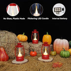 12Pcs Red Mini Lanterns for Centerpiece – Vintage Lantern Decor for Christmas, Halloween, Weddings & Western Party – Hanging Ornaments Bulk with Flicker LED Candle for Cowgirl, Camping Decor - Image 3