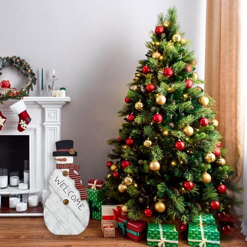 Wood Snowman Welcome Sign Free Standing Merry Christmas Decor Porch Signs - Image 4