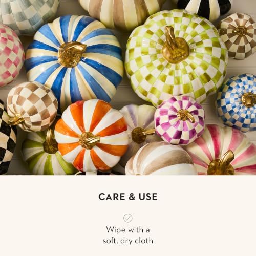 MACKENZIE-CHILDS Resin Pumpkin, Mini, Brown-and-White Mocha Check - Image 5