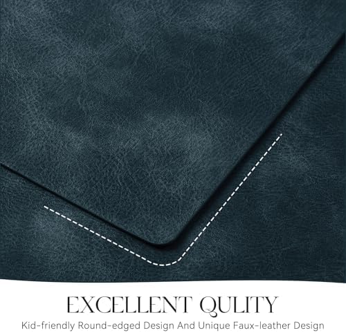 MOSAYT Vinyl Faux Leather Placemats, Set of 12, Navy Blue - Image 5
