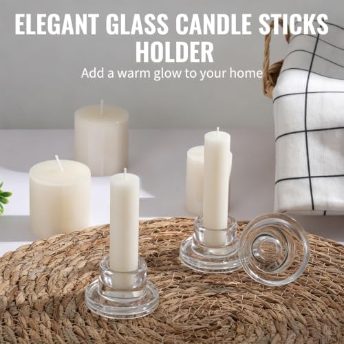 48 Pcs Glass Taper Candle Holders, Clear Candlestick Holders Short Tapered Candle Holder Set, Candle Stick Holder Decor for Table Centerpiece Wedding Party Advent Christmas Home Decorations - Image 5