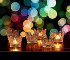 Vixdonos Crown Glass Tealight Candle Holder Set of 12 Clear Votive Candle Holders for Wedding, Party and Home Decor - Image 4