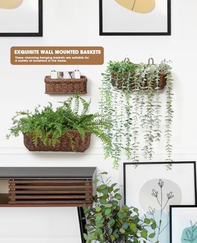 AceList Wall Hanging Basket, Boho Style Hand-Woven Hanging Storage Baskets - Set of 3, Ideal for Boho Room Decor, Kitchen, Garden, and Living Room(Brown) - Image 6