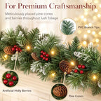 9ft Pre-Lit Artificial Christmas Garland with Lights & Pine Cones - Image 4