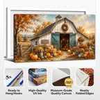 WAXWHELK Fall Farmhouse Canvas Wall Art, Rustic Farmhouse Barn Pumpkin Autumn Thanksgiving Painting Pictures Artwork for Bedroom Living Room Home Decor (30"x60") - Image 6