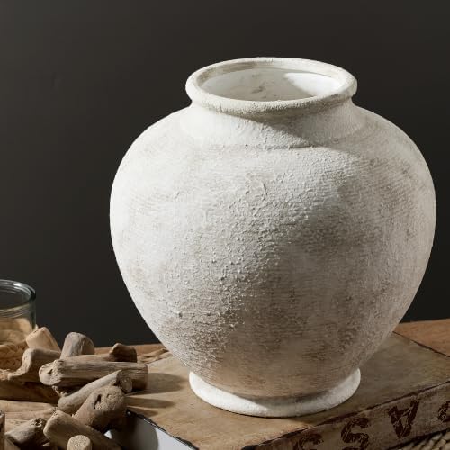 Ceramic Large Vase, Flower Rustic Vase Farmhouse Decorative Big Vases Floral Pottery Vases for Home Decor Table Living Room Entryway Mantel Bedroom Bathroom Kitchen - 9.6" D by ooit