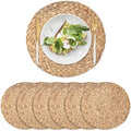 6 Pack Woven Placemats, Round Wicker Placemats, Rattan Place mats, Natural Hand-Woven Water Hyacinth Table Mats, Braided Straw Table Mats for Dining Table (13.8 inch) by XIMISISE