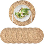 6 Pack Woven Placemats, Round Wicker Placemats, Rattan Place mats, Natural Hand-Woven Water Hyacinth Table Mats, Braided Straw Table Mats for Dining Table (13.8 inch) by XIMISISE