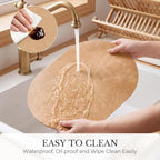 MOSAYT Vinyl Faux Leather Oval Placemats, Set of 6, Camel - Image 5