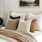 MIULEE Faux Fur Plush Decorative Throw Pillow Covers 20x20, Brown - Image 6