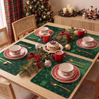 MOSAYT Christmas Vinyl Placemats Set of 8, 12 X 17 Inch, Green - Image 5