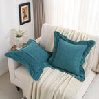 FUTEI Pack of 2 Chenille Throw Pillow Covers 26x26 Inch, Teal - Image 5