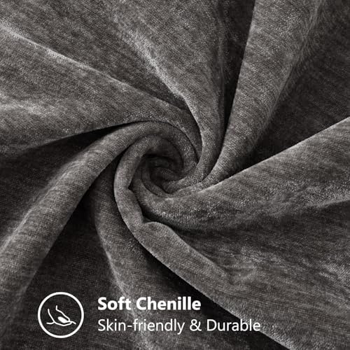 decorUhome Soft Chenille Throw Pillow Covers 24x24 Set of 2 Dark Grey - Image 2