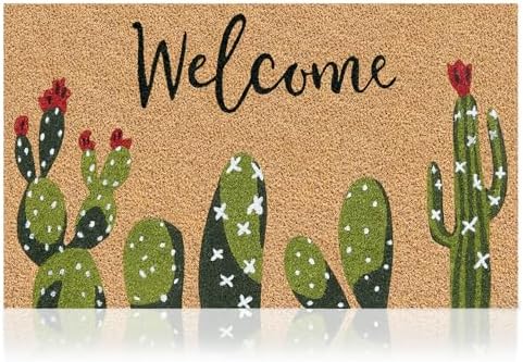 Coir Welcome Mat, Non-Slip, Cactus, 17 x 29 in by AmaruDoorMats