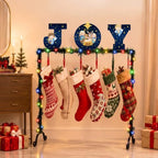 Treela Christmas Stocking Holder Stand for Floor Metal 6 Hook,Joy Nativity - Image 6