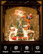 Vintage Christmas Lantern Snow Globe with Santa Sleigh Village Scene, Lighted Musical Holiday Decor with Swirling Glitter Snow, 8 Songs, Timer Function, USB & Battery Powered Tabletop - Image 2