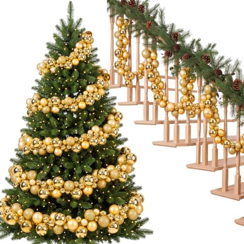 Silipull 5 Pcs 2.3 ft Large Christmas Ball Garland Ornaments, Gold by Silipull