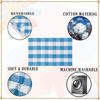 Buffalo Plaid Outdoor Rugs, 4'x6' Blue and White Checkered Indoor Outdoor Area Rug, Layering Rug for Welcome Door Mat, Washable Cotton Woven Farmhouse Mat for Spring Easter Front Porch Décor - Image 3
