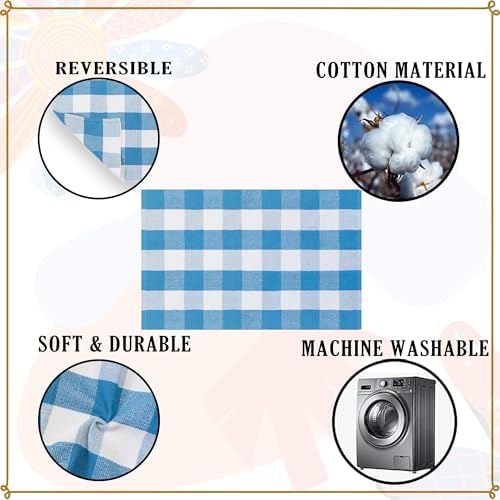 Buffalo Plaid Outdoor Rugs, 4'x6' Blue and White Checkered Indoor Outdoor Area Rug, Layering Rug for Welcome Door Mat, Washable Cotton Woven Farmhouse Mat for Spring Easter Front Porch Décor - Image 3