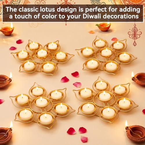 LemonRoad 4 Pcs Lotus Candle Holder, Return Gifts for Pooja, 7 Candlesticks - Image 5