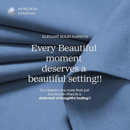 Multi Color Cloth Napkins 17x17 Inch - Set of 12 - Soft, Absorbent - 100% Cotton, Hotel Quality Napkin for Table, Dinner, Weddings, Everyday Dining - Sky Blue, Indigo Blue, Black - Image 2