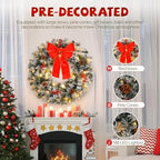 VINGLI 36" Prelit Christmas Wreath, Plug-in Artificial Wreath with 100 LED Lights & 300 Tips for Indoor Door/Window - Image 2
