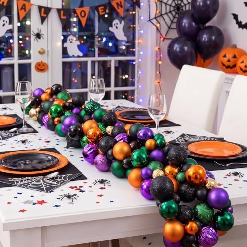 Suncalla 6ft Halloween Bead Garland Black Orange Purple Green Ball Ornament - Image 4