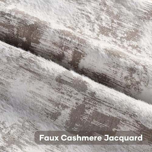 FUTEI Pack of 2 Faux Cashmere Throw Pillow Covers 12x20 Inch,Taupe White - Image 2