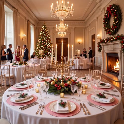 Buryeah 24 Pieces 13 Inch Christmas Round Placemats Circle Woven Place Mats Boho Decor Dining Table Mats Table Scape Hosting Friends for Wedding Birthday Dinner Parties (Pink) - Image 2