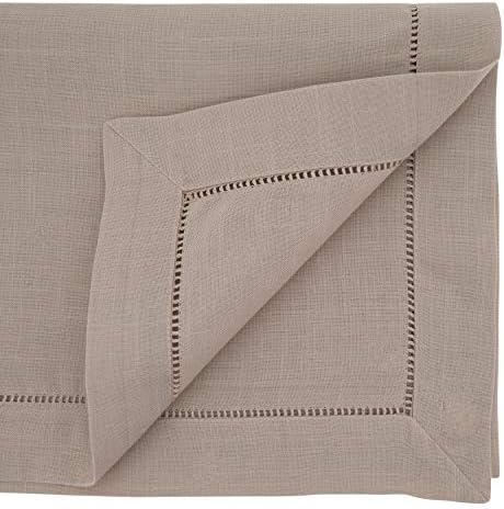 SARO LIFESTYLE Classic Hemstitch Table Runner - Elegant Everyday Table Runner with Textured Fabric and Hemstitched Border for Dining Tables and Formal Entertaining, 16"x120", Taupe - Image 2