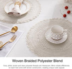 SHACOS 15 inch Round Braided Placemats Set of 12 for Dining Table Woven Boho Place Mats Kitchen Placemat Washable Table Mats, Ivory Bordered - Image 5