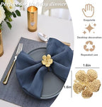 Flower Napkin Rings Set of 50, Shiny Fall Napkins Rings Gold Floral Holder - Image 3