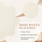 24 Pcs Scalloped Paper Rope Woven Placemats 15 Inch Beige Flower Boho Table Place Mats Rustic Woven Heat Resistant Mats Table Chargers for Dining Autumn Parties Weddings Holidays Decor - Image 3