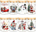 Potchen 8 Pcs Christmas Glass Storage Jars 19oz Christmas Canister Set with Airtight Lid Cookie Candy Jar for Winter Xmas Snowman Santa Kitchen Countertop Food Containers, 5.1 x 3.3 Inches(Christmas) by Potchen