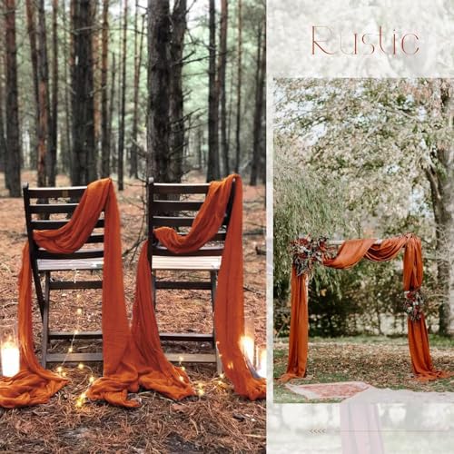 20 Pack Terracotta Table Runner 10Ft Cheesecloth Table Runner Boho Gauze Table Runners Romantic Long Sheer Fabric Cheese Cloth Table Runners for Wedding Party Bridal Shower(Terracotta) - Image 6