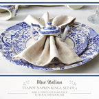 Spode Blue Italian Napkin Rings - Set of 4, Teapot Shaped Blue & White Table Accents for Dining Room Decor - Decorative Napkin Holders for Tableware & Seasonal Place Settings - Image 2