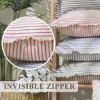 ZWJD Throw Pillow Covers 20x20 Set of 2 Striped Pillow Covers with Fringe Chic Cotton Decorative Pillows Square Cushion Covers for Sofa Couch Bed Living Room Farmhouse Decor, (Gray) - Image 4