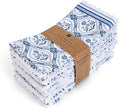 FINGERCRAFT Lace Cloth Napkins, Cotton Linen 12 Pack, 20x20 in, Blue Damask by FINGERCRAFT