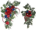 Artificial Wedding Arch Flowers Kit, 2 Pcs Garlands Silk Peony Flower Swag, Rustic Artificial Eucalyptus Greenery Floral Swag, Artificial Floral Garland Wreath for Wedding Ceremony Party Home(Red) by TITA-DONG