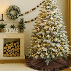 Velvet Christmas Tree Skirt, 60 Inches Darkbrown Ruffled Velvet Christmas Tree Skirt,Rustic Vintage Xmas Tree Skirt for Party Decorations - Image 5