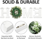 MAYICIVO Modern Wooden Home Sign with Artificial Eucalyptus Wreath, White and Beige, 13.81 inches Diameter, Wall Mount, MDF Wood, Plastic - Image 7