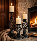 Vintage Metal Pillar Candle Holder for Table Decor - Image 2