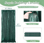 Green Sequin Backdrop Curtains,2 Panels 3FTx8FT Curtain Backdrop for Party - Image 2