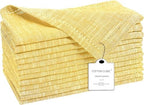 Cotton Clinic 12 Pack Farmhouse Style Slub Textured 18x18 Cloth Dinner Napkins, 100% Cotton for Everyday Use and Events - Soft and Durable Cocktail Napkins, Wedding Dinner Napkins, Yellow by CottonClinic