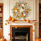 Pre-lit Wreaths for Front Door - 24" Thanksgiving Fall Decor - Image 6
