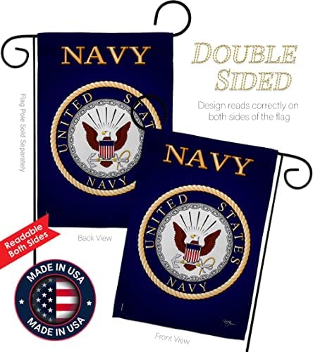 Navy Garden Flag - Set Wall Holder Armed Forces USN Seabee United State American Military Veteran Retire Official - House Decoration Banner Small Yard Gift Double-Sided Made In USA 13 X 18.5 - Image 3