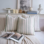 Cethom Sage Green Boho Throw Pillow Covers 22x22 Inch Set of 2, Stripe Textured Decorative Couch Pillow Cases for Bed, Sofa, Living Room, Bedroom, Farmhouse Home Accent Cushion Covers - Image 6