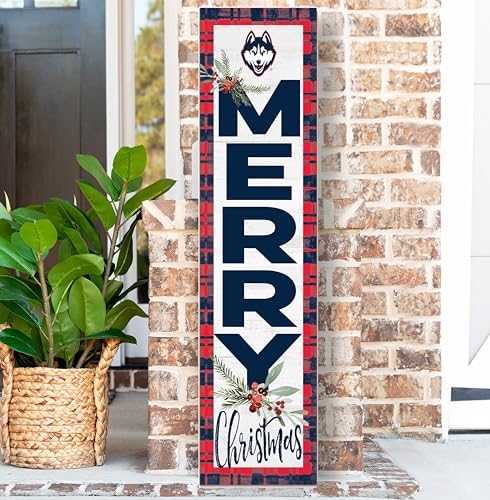 KH Sports Fan Connecticut Huskies Holiday Porch Leaner, 11x46 Inches, Huskies Outdoor Christmas Sign; Display Some Holiday Cheer with This Connecticut Huskies Christmas Sign - Image 2