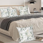 4 Pcs/Set Flowers Pillow Covers Summer White Floral Green Leaves Plants Watercolor Natural Scenery Linen Throw Pillow Covers for Outdoor Couch Sofa Farmhouse Bedroom Decor, 24"x24" - Image 7